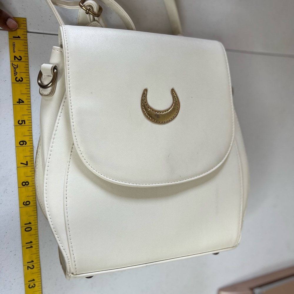 Vintage Sailor Moon luna Cat Ears White Backpack Purse Gold Bronze Hardware - Picture 4 of 13